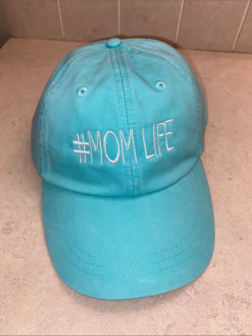 Adams Teal Baseball Cap with Brown Leather Strap #momlife NWT